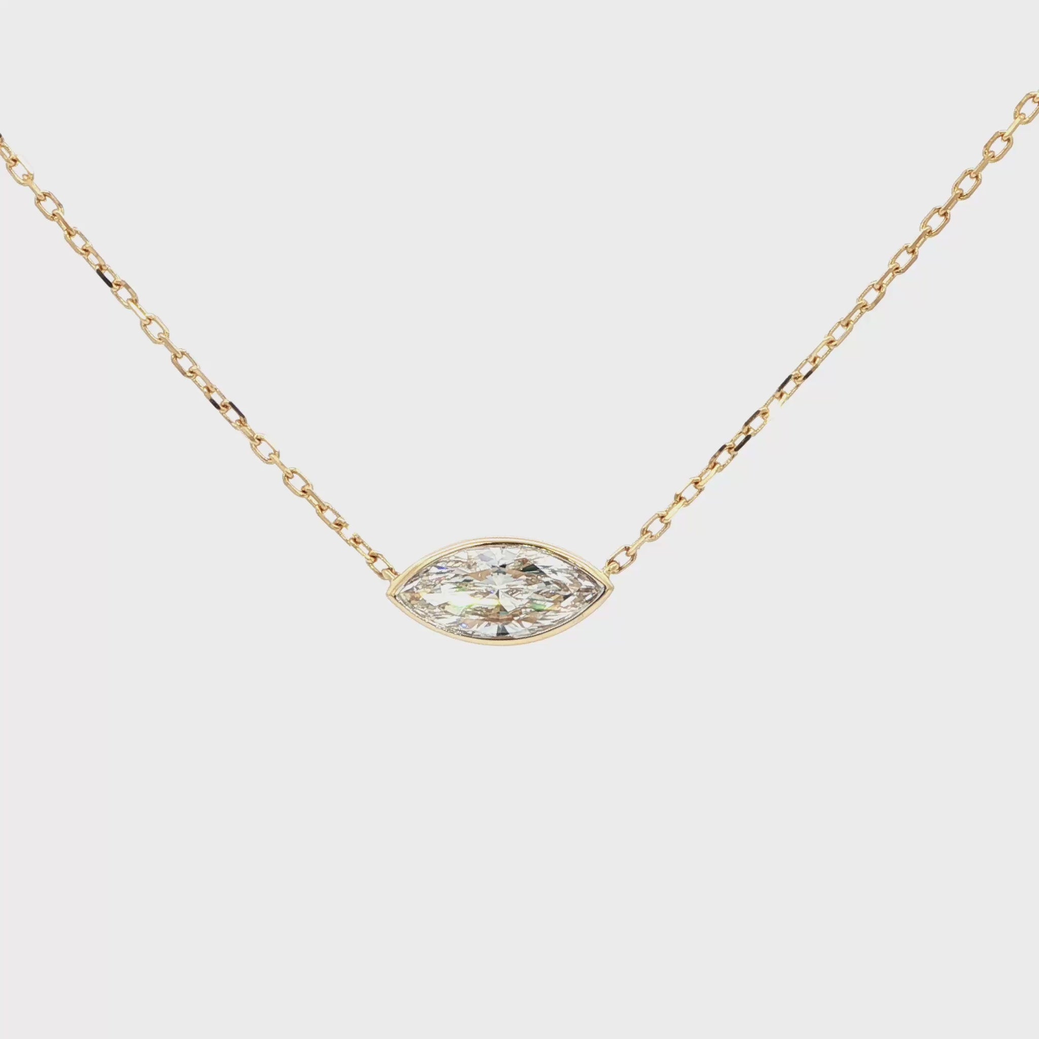Lab-grown marquise diamond pendant necklace in 18k yellow gold 