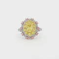 18K_Yellow_Gold_Lab_Grown_Diamond_Ring_Statement_Cocktail_Engagement_Evening

This 18K Yellow Gold ring showcases a vibrant center of brilliant yellow diamonds, elegantly encircled by a halo of pink and white diamonds. The bold contrasts of colors create a captivating play of light, making it a true statement piece for any occasion.