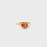 Vivid Orange Pear Shape Solitaire Ring in Yellow Gold By Angi jeweller Tsim Sha Tsui Hong Kong