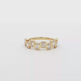 High Low Emerald Bezel Lab Grown Diamond Ring