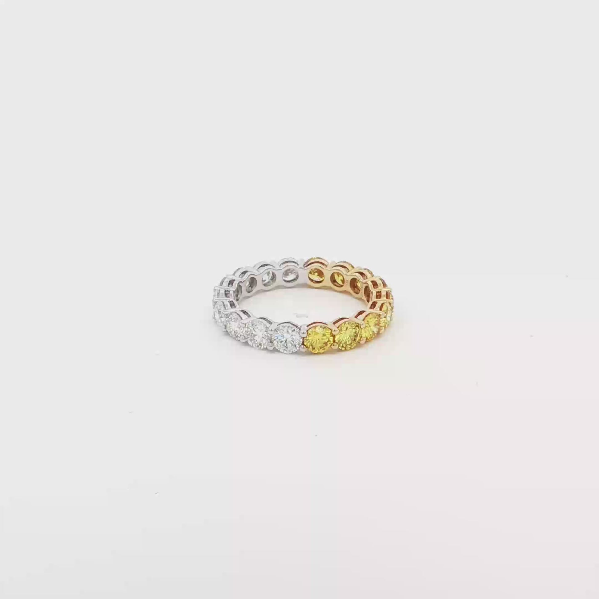 Yellow and White Duo Tone Eternity Lab Grown Diamond Ring