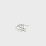 Emerald and Oval Bypass Solitaire Lab Grown Diamond Ring