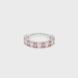 Pink Duo Tone Emerald Half Eternity Lab Grown Diamond Ring