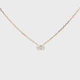 Lab-grown oval diamond pendant necklace in 18k yellow gold. 