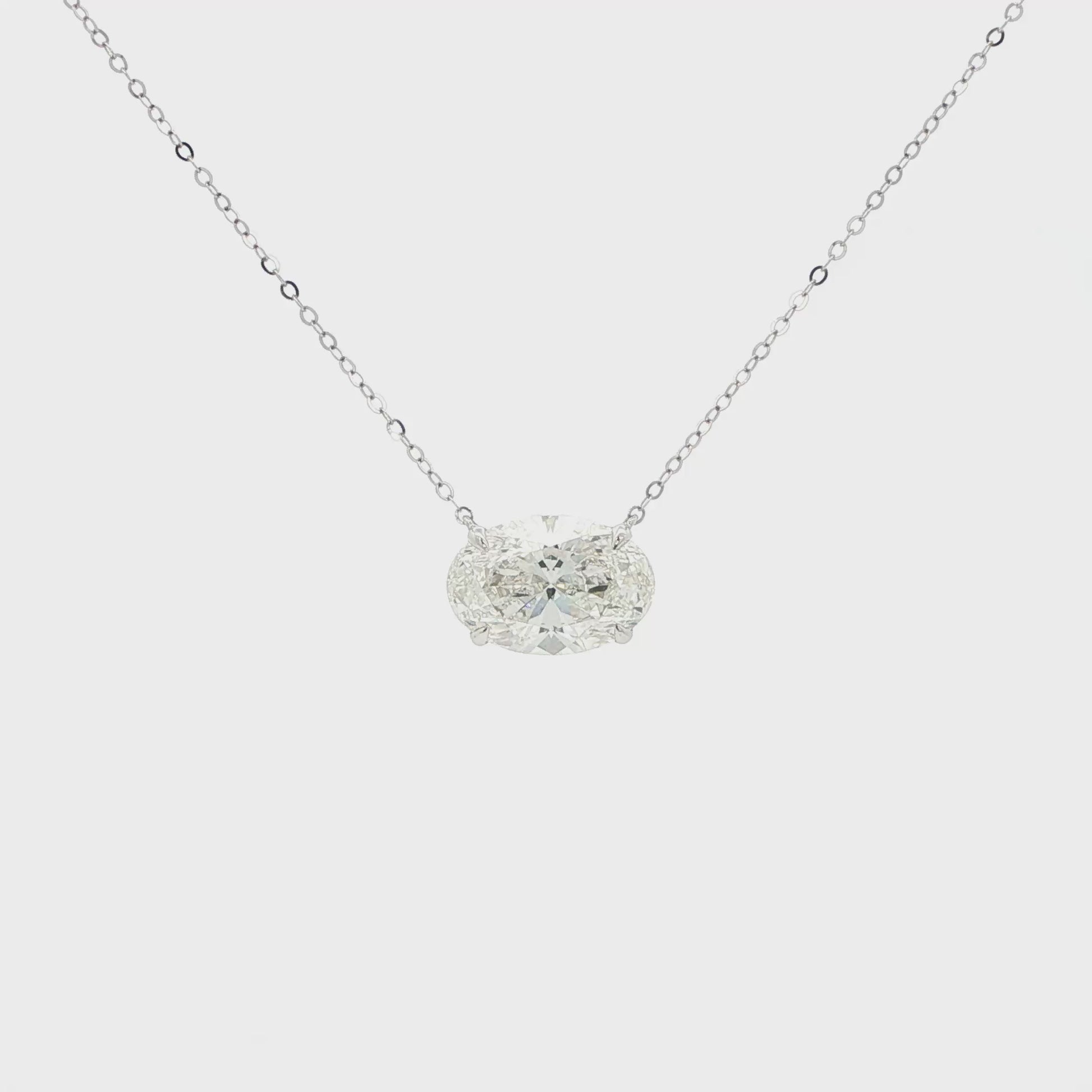 Lab-grown oval diamond pendant necklace in 18k white gold