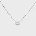 Lab-grown emerald diamond pendant necklace in 18k white gold.