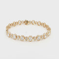 18K Yellow Gold Oval Cut Bezel Set Lab-Grown Diamond Bracelet

A seamless line of Oval-cut Lab-Grown Diamonds, alternating between small and larger stones, forms this exquisite tennis bracelet. Crafted in 18K Yellow Gold, each diamond is securely bezel-set to maximize sparkle and preserve a clean, continuous glow. Timeless yet contemporary, this bracelet pairs modern brilliance with everyday luxury, making it the perfect addition to your jewelry collection.